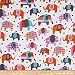Cotton Jersey Knit Elephants Multi Fabric By The Yard