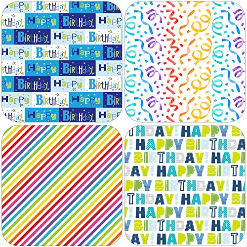 ZINTBIAL Birthday Wrapping Paper for Boys Girls Kids Baby Shower - Gift Wrapping Paper with Happy Birthday Words, Rainbow Stripe, Colorful Streamers - 20 x 29 Inches per Sheet (8 Folded Sheets), Recyclable, Easy to Store, Not Rolled - Thumbnail 6