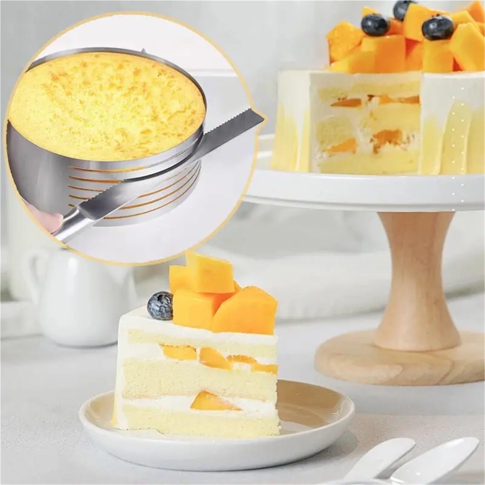 Affettatrice for Torta Regolabile for Rotonda in Acciaio Inossidabile for Stampo for Utensili for Accessori for Cottura da Cucina Fai-da-Te per Pasticceria(Big-24-30cm)