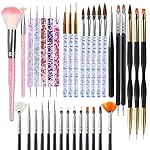 Artdone 35pcs Nail Art Pens brushes,Nail Art Tool Set,Nail Dotting Tools,Nail Dust Brush,Striping Nail Art Brushes for Long Lines,Nail Drawing Pen For Nail Design