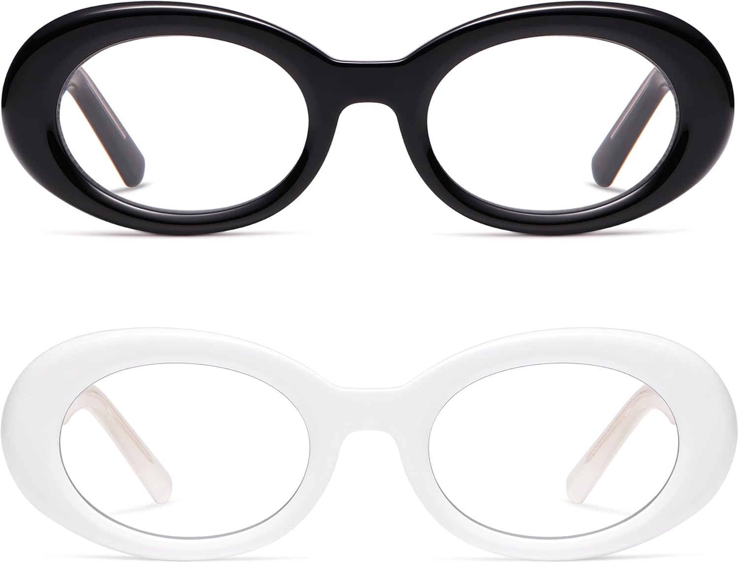 AMOMOMA Oval Reading Glasses for Women Trendy Blue Light Blocking Spring Hinge Stylish Readers AM6222