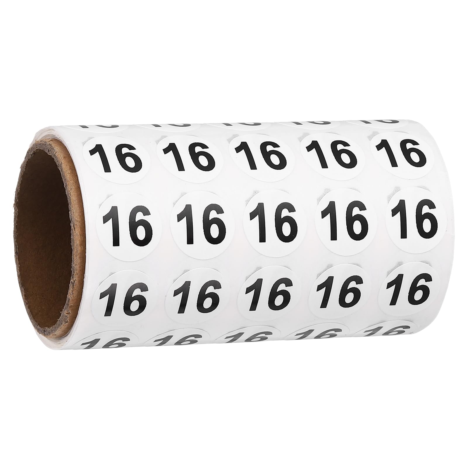 PATIKIL 1000pcs 0.6" Number Stickers, Number 16 Sticker Numbers Labels Round Small Vinyl Self Adhesive Label Circle Decals 1 Roll Dots for Photo Album Poster Organize Inventory, Black