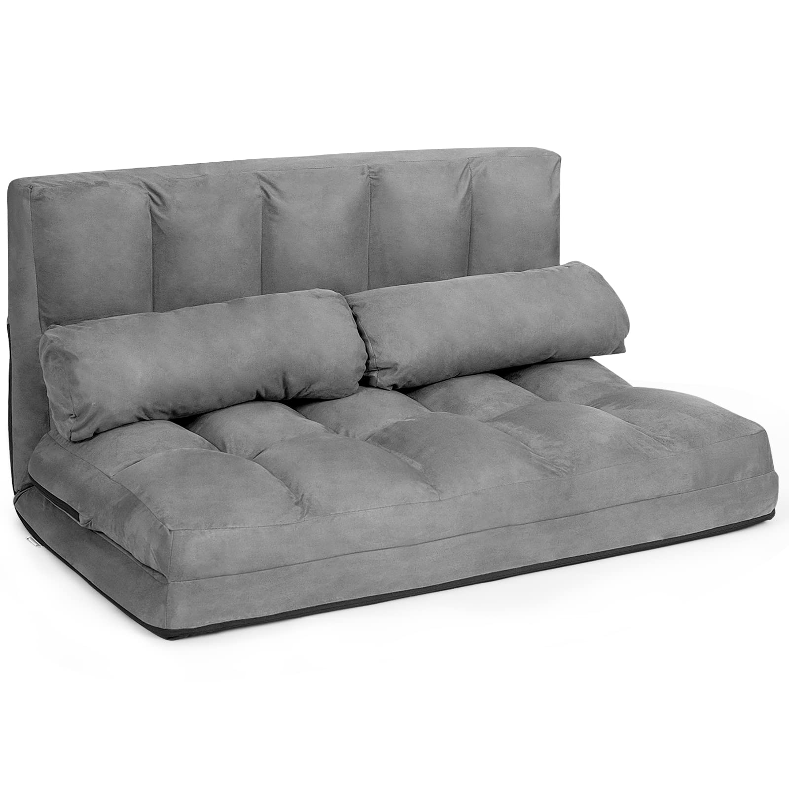Divano Letto Pieghevole In Memory Foam Per Bambini – 4 In 1: Divano, Chaise, Lettino E Materasso, Grigio Scuro, Con Cuscino