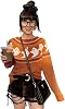 Knitted Sweater for Women with Cute Ghost Pattern Gothic Streetwear with Long Sleeves for Girls Coffee