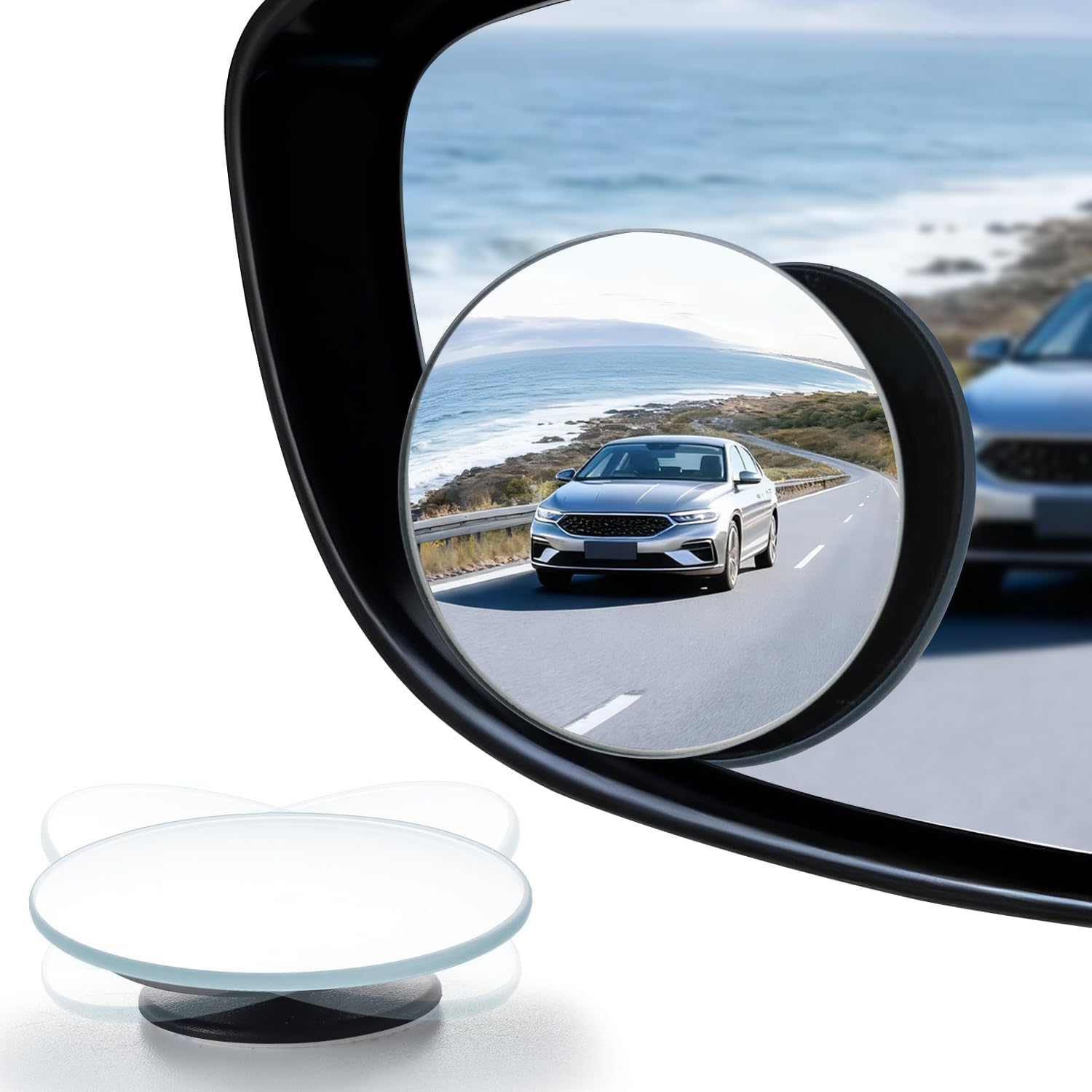 ONEMAJI 2 Pcs Blind Spot Mirror for Porsche 911 VIII(922) 2018-2025, HD Glass Side Mirror 360 Degree Adjustable Wide Angle Convex Lens Rear View Mirror Car Accessory