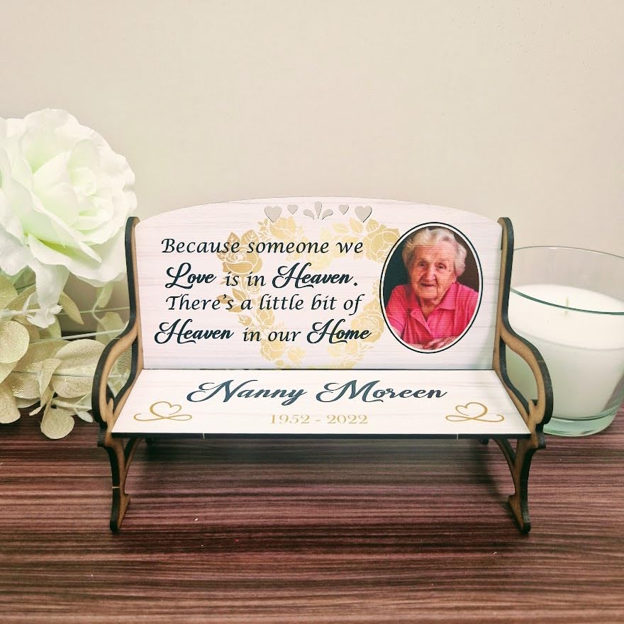 Memorial Bench - A Place of Tranquil Remembrance for Our Loved Ones in Heaven: Bereavement Photo Bench Honoring Our Beloved Angels in Heaven: (Because Someone We Love)