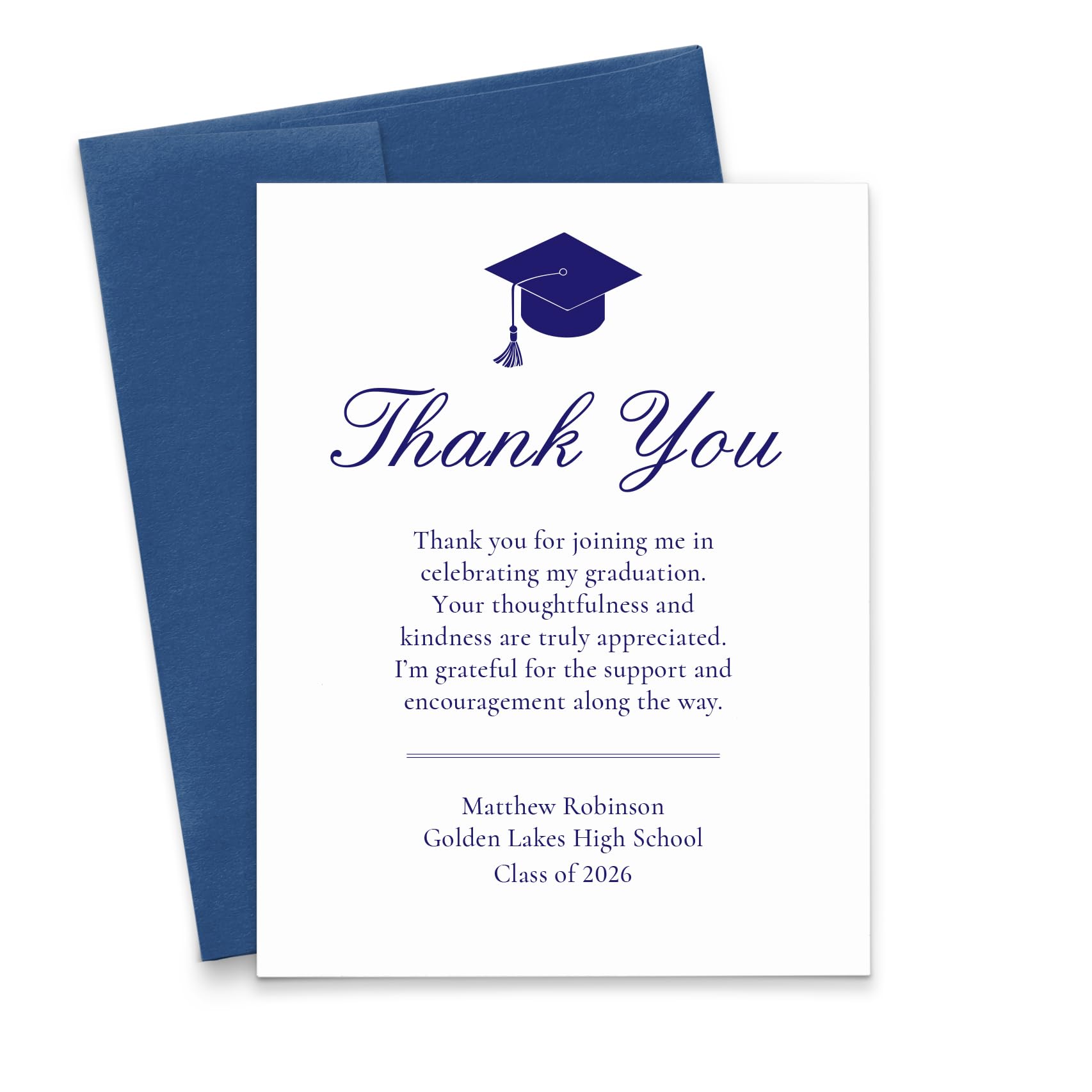 grad card message Amazon.com: Personalized Graduation Thank You Card 2026 Blue, FLAT Custom  Message Thank You Cards For Graduation Gifts, Graduate Thank You Notes With  Envelopes, Your Choice of Color, Quantity, and Envelope Color :