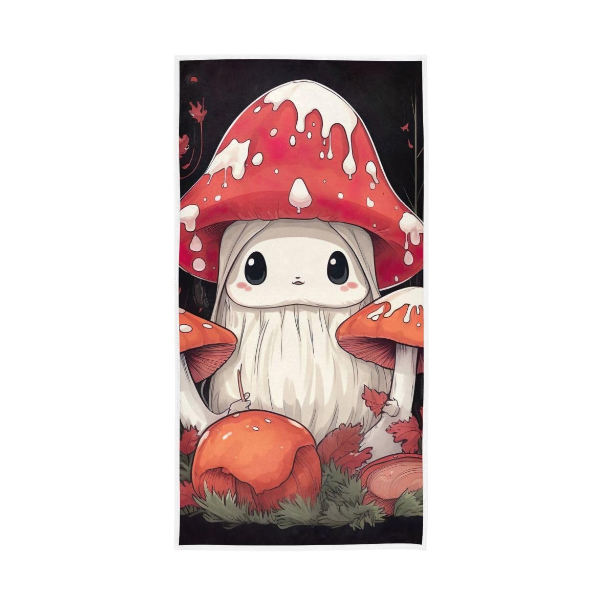HUYGD Cute Halloween Mushroom Hand Towel, Multipurpose Hand Towels Cotton for Hand, Face, Hair, Bath 15 x 30 Inches