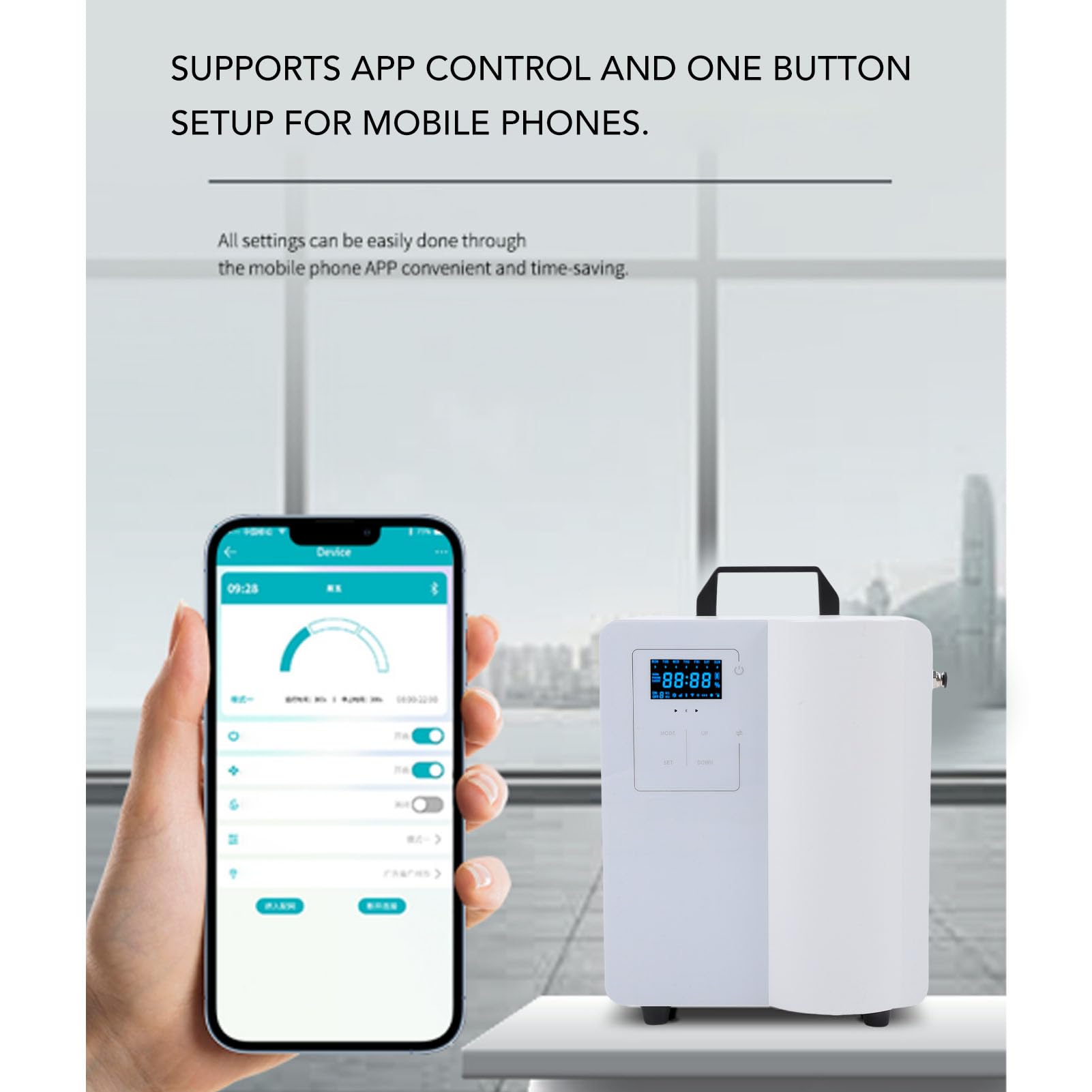 Luocute Máquina de Aire Aromática Inteligente, Difusor de Aromaterapia Bluetooth de Doble Atomización con Aplicación y Dos Botellas de Aceite Esencial de 500 Ml, para Hotel, Oficina, (Enchufe de la