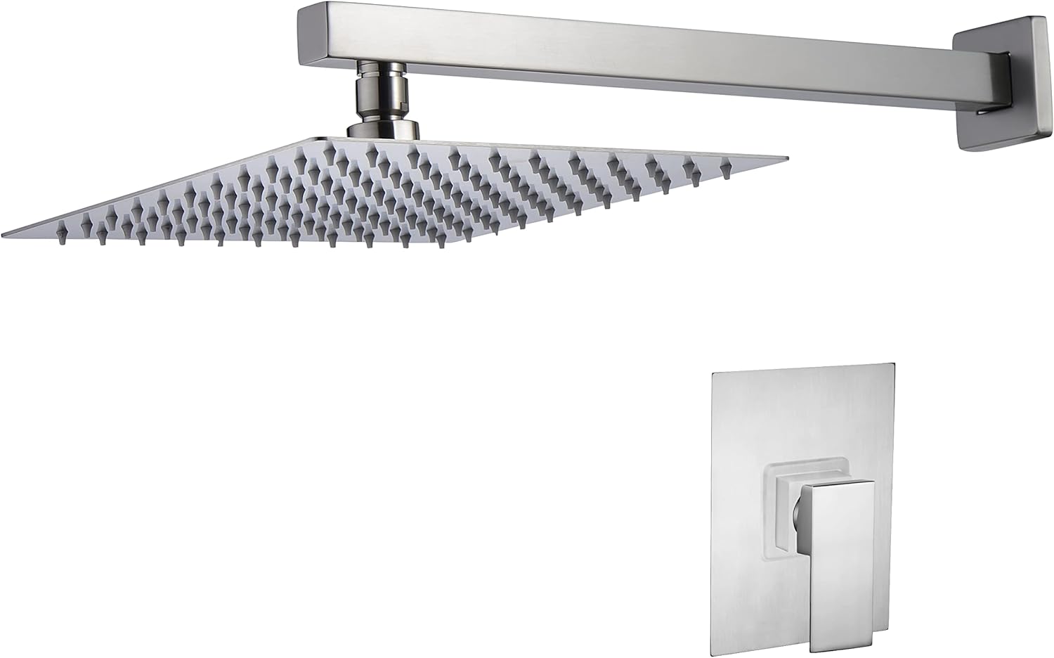 Best Deal Product Lordear Rainfall Shower System Bathroom Shower Faucet Pressure Balance Stainless Steel Brushed Nickel Wall Mount Square Shower Head Combo (Including Rough-In Valve Body and Trim)