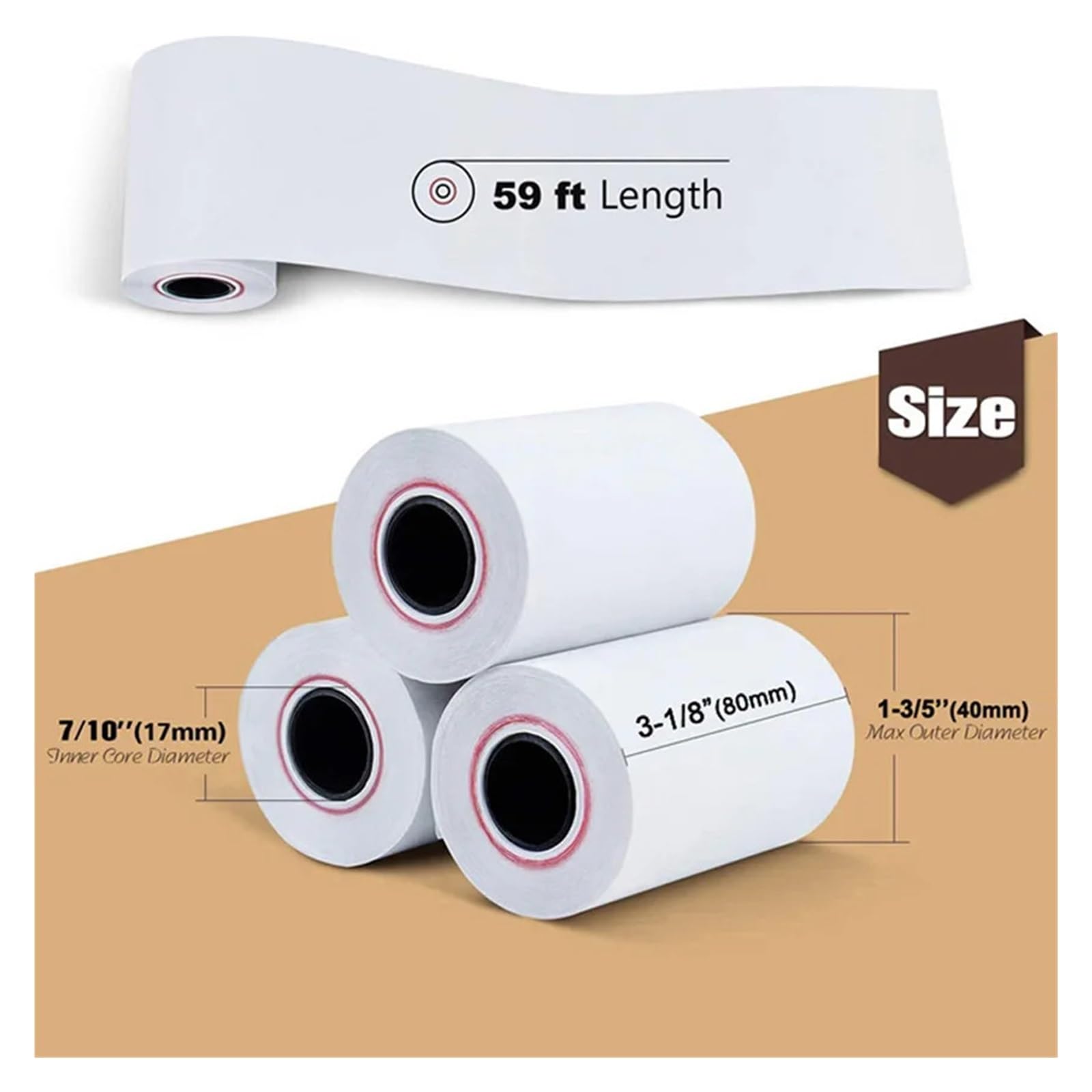 Registrierkassenpapier 80 x 40 mm, 10 Rollen, thermisch | For den Belegdruck mit mobilen POS-Druckern