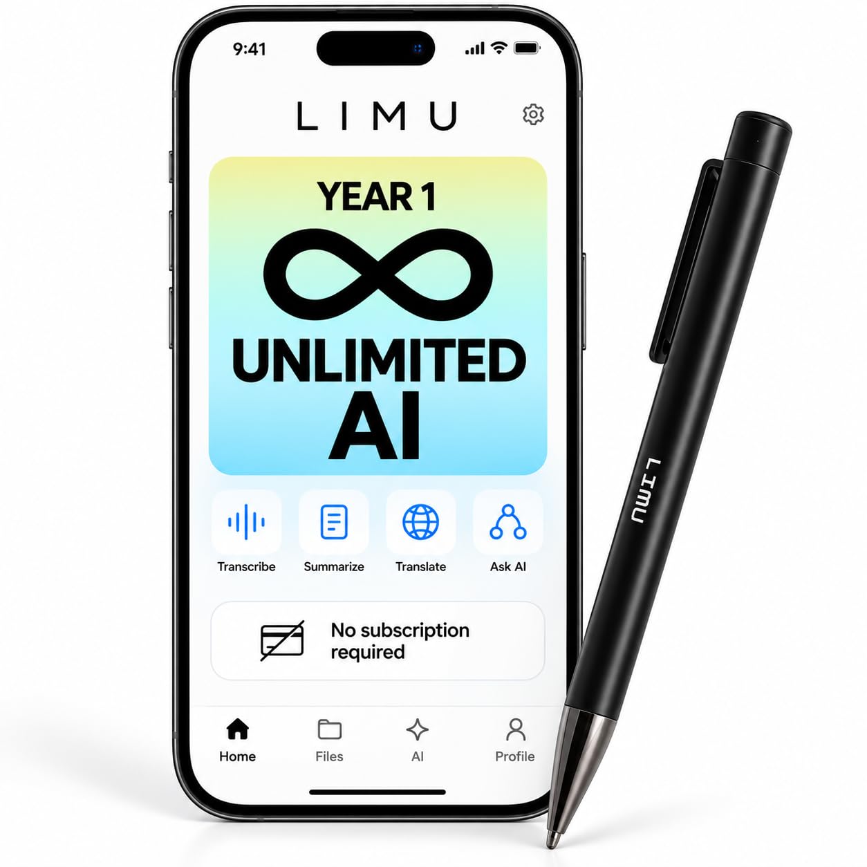 LIMU AI Smart Pen Note Taker, 64GB Voice Recorder Pen No Subscription, 22h