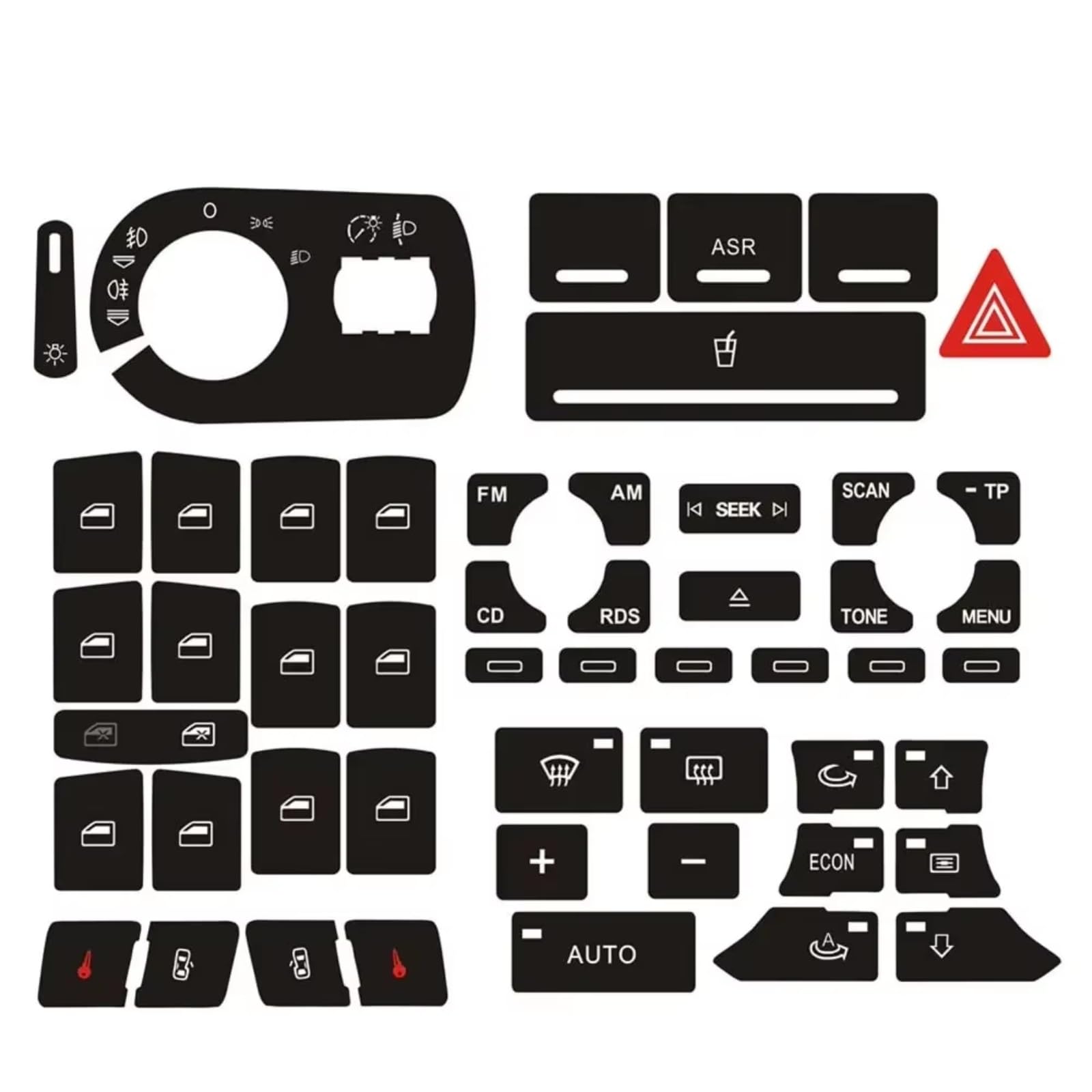 Interior Button Sticker Compatible with A3 for 8P for Clima 2004-2008 Headlight Button Repair Stickers Door Lock Air Conditioning Worn Knob Switch