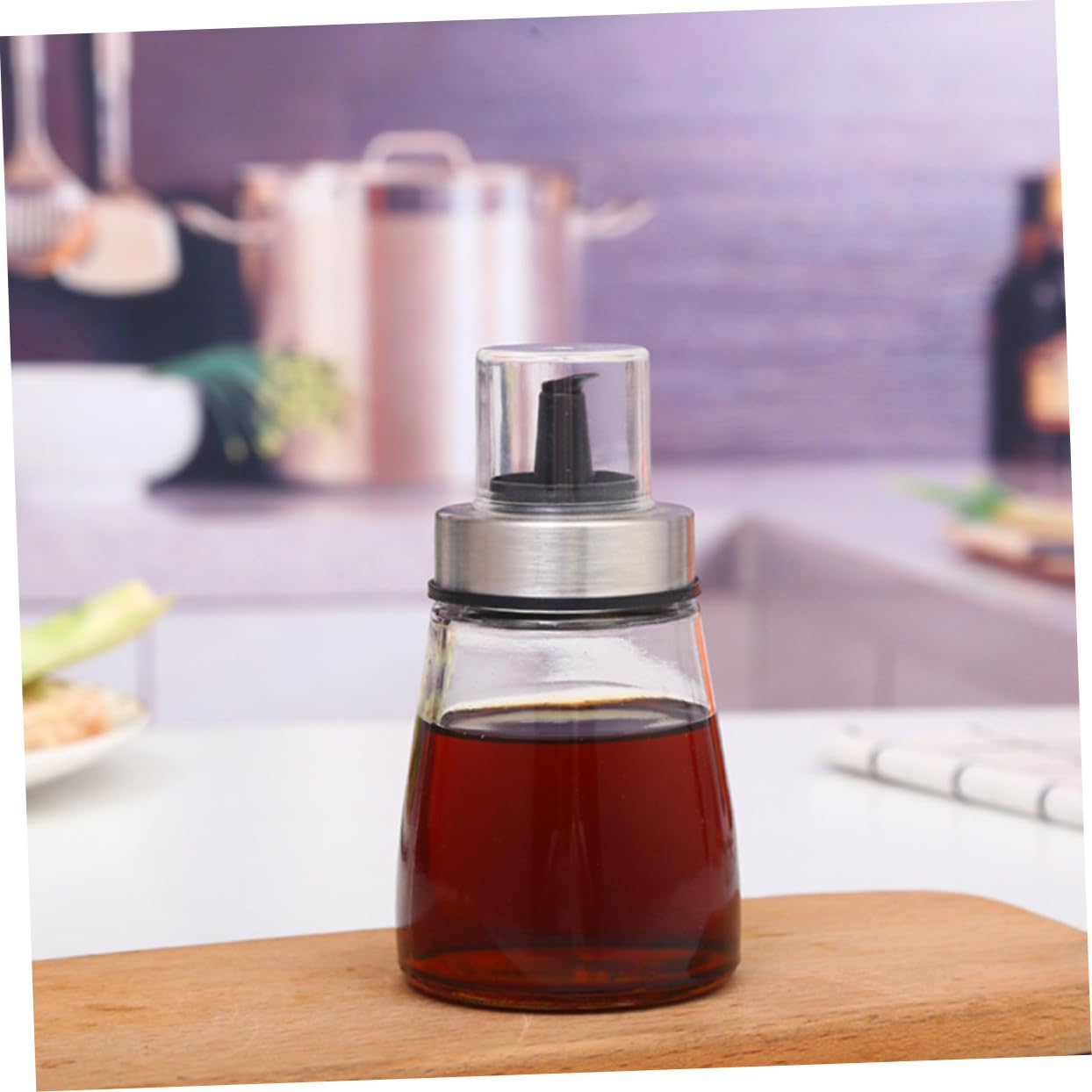 3stücke Haushalts-saucenflasche Essigflaschen aus Glas Flaschen für Flüssige Gewürze Küchenflaschen mit Transparentem Design Platz für Zwei Gewürze