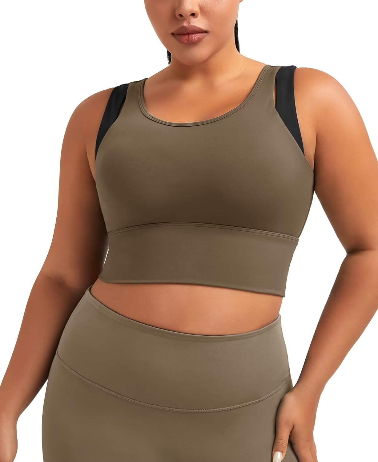 UBCUTE Crop Tank Tops for Full Bust Women,Wireless Push-Up Sports Bra, Full-Coverage Workout Top for Yoga, Gym & Running