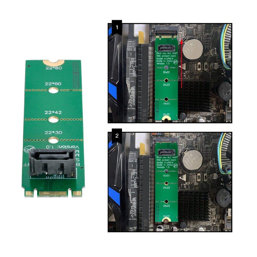 Adattatore NGFF (M.2) A SATA 3.0 – Scheda Convertitore Orizzontale Con Cavo Alimentazione, Fino A 6 Gb/s, Per SSD 2242/2260/2280