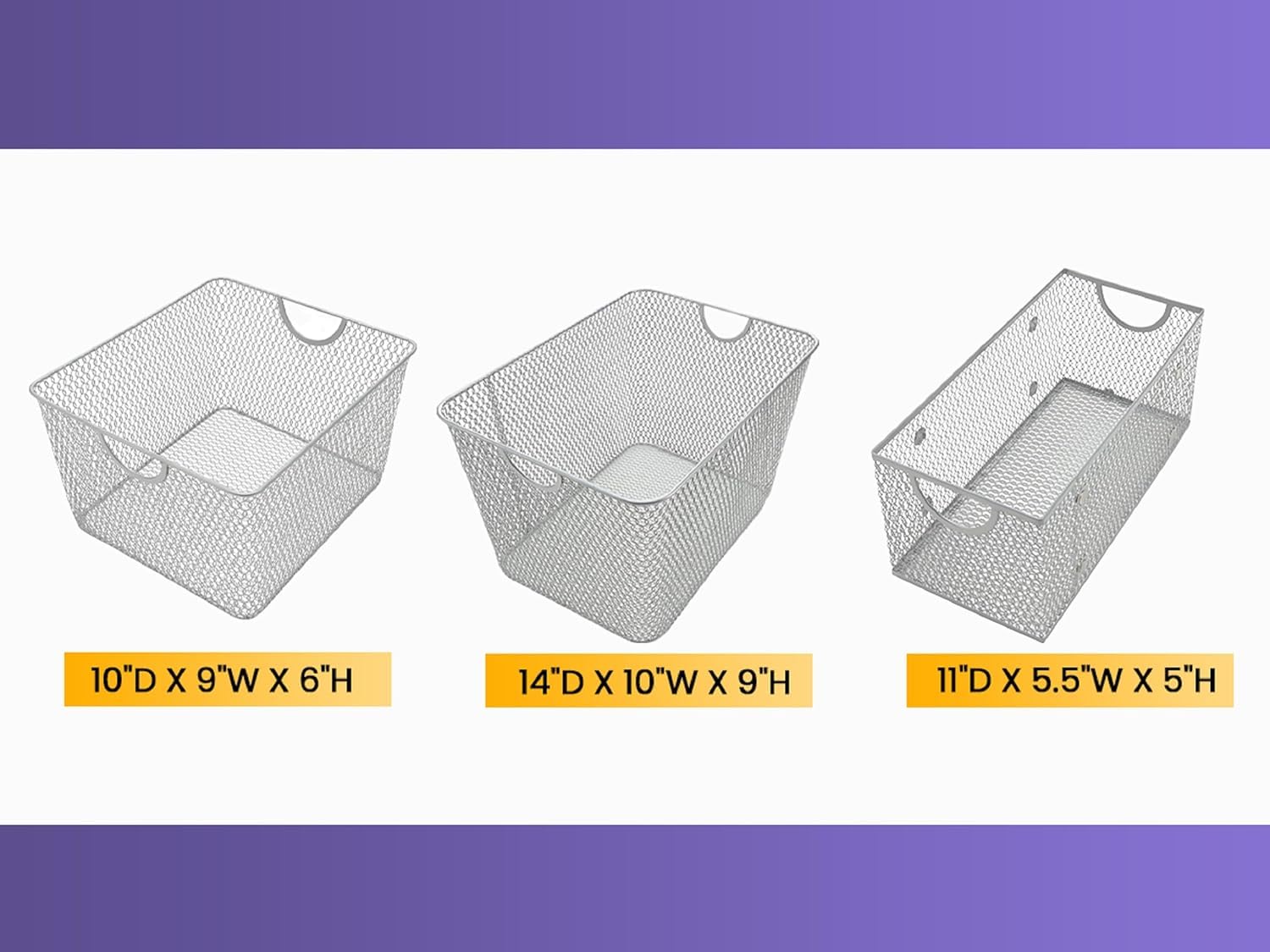 YBM HOME 1040s-2 Aufbewahrungskorb für Haushalt, Drahtgeflecht, Metall, Stahl, offenes Abfalleimer, Organizer für Küche, Schrank, Speisekammer, Obst und Gemüse, 2er-Pack, 35,6 x 25,4 x 22,6 cm