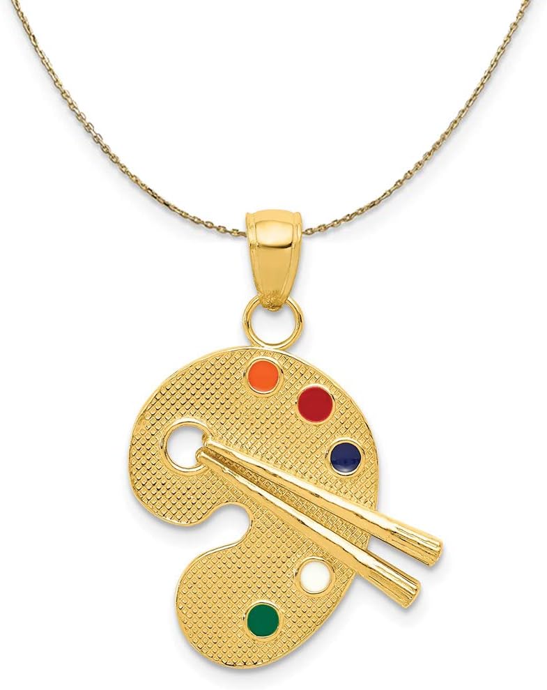 The Black Bow 14k Yellow Gold and Enameled Artist Palette Necklace