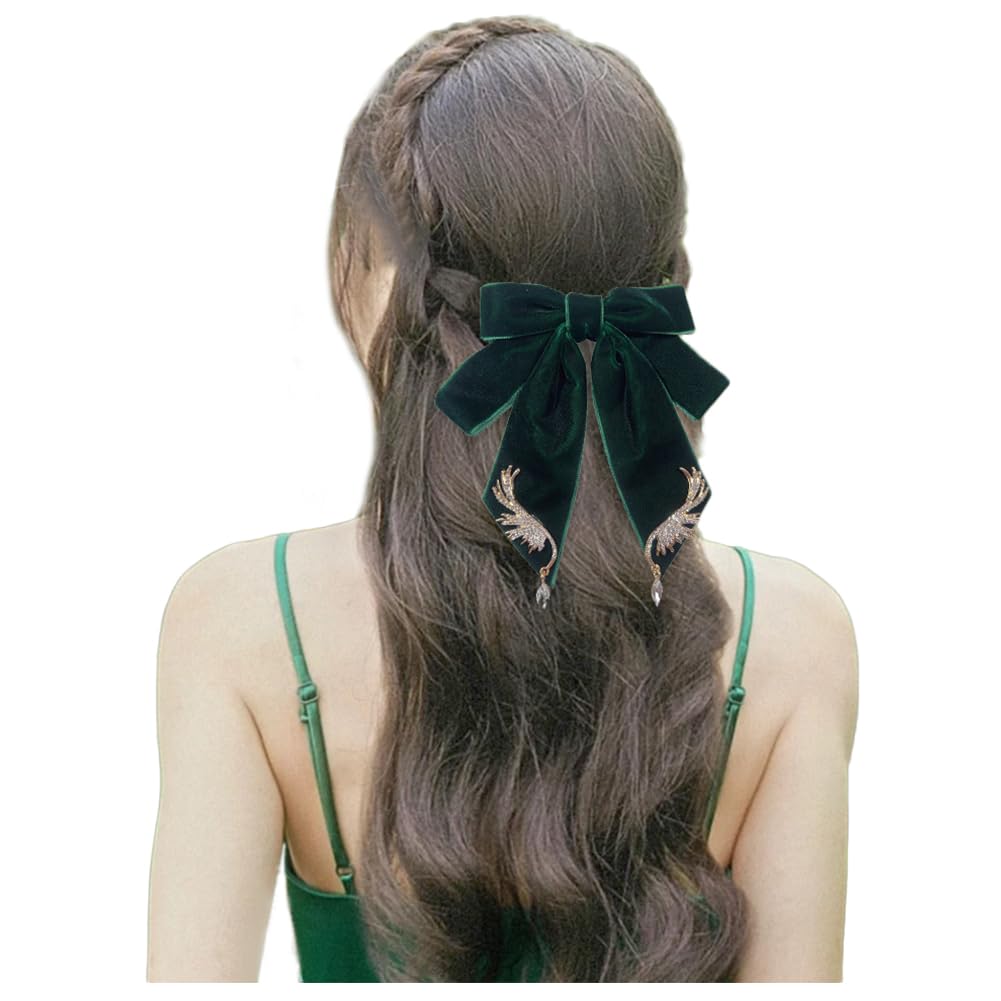 JKQBUX Versailles series Baroque Retro Velvet Ribbon Bow Barrettes Hair Clip Hair Bow Clip Hair Accessories for Women Girl Wedding Party Christmas