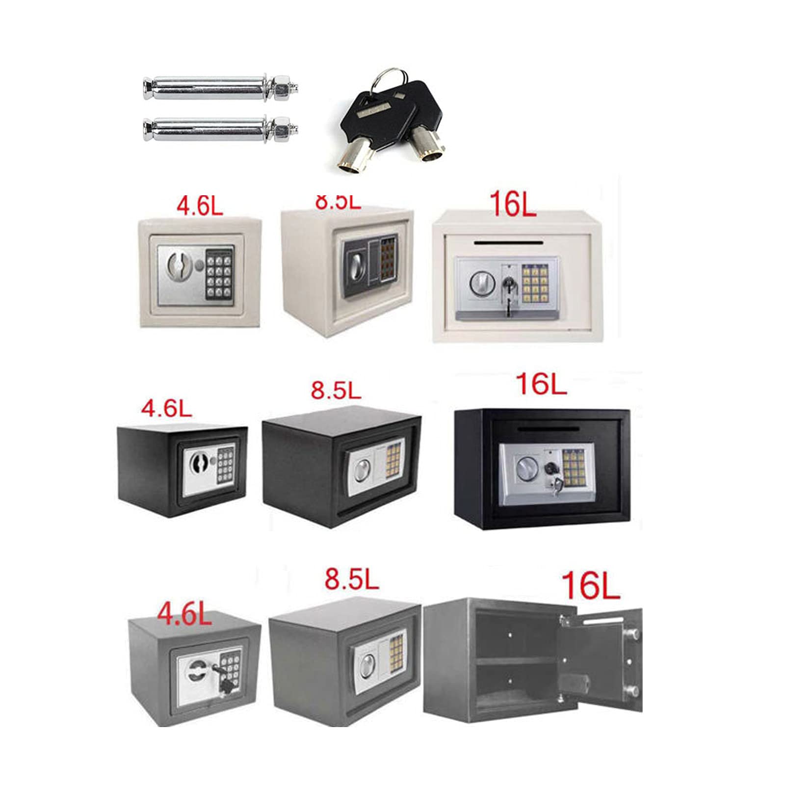 Cassaforte Digitale con Tastiera, Cassaforte in Acciaio Massiccio, Cassaforte Elettronica Digitale per La Sicurezza di Casa E Ufficio/Nera/Cassaforte da 16 Litri, Grigia-,Grey-8.5L