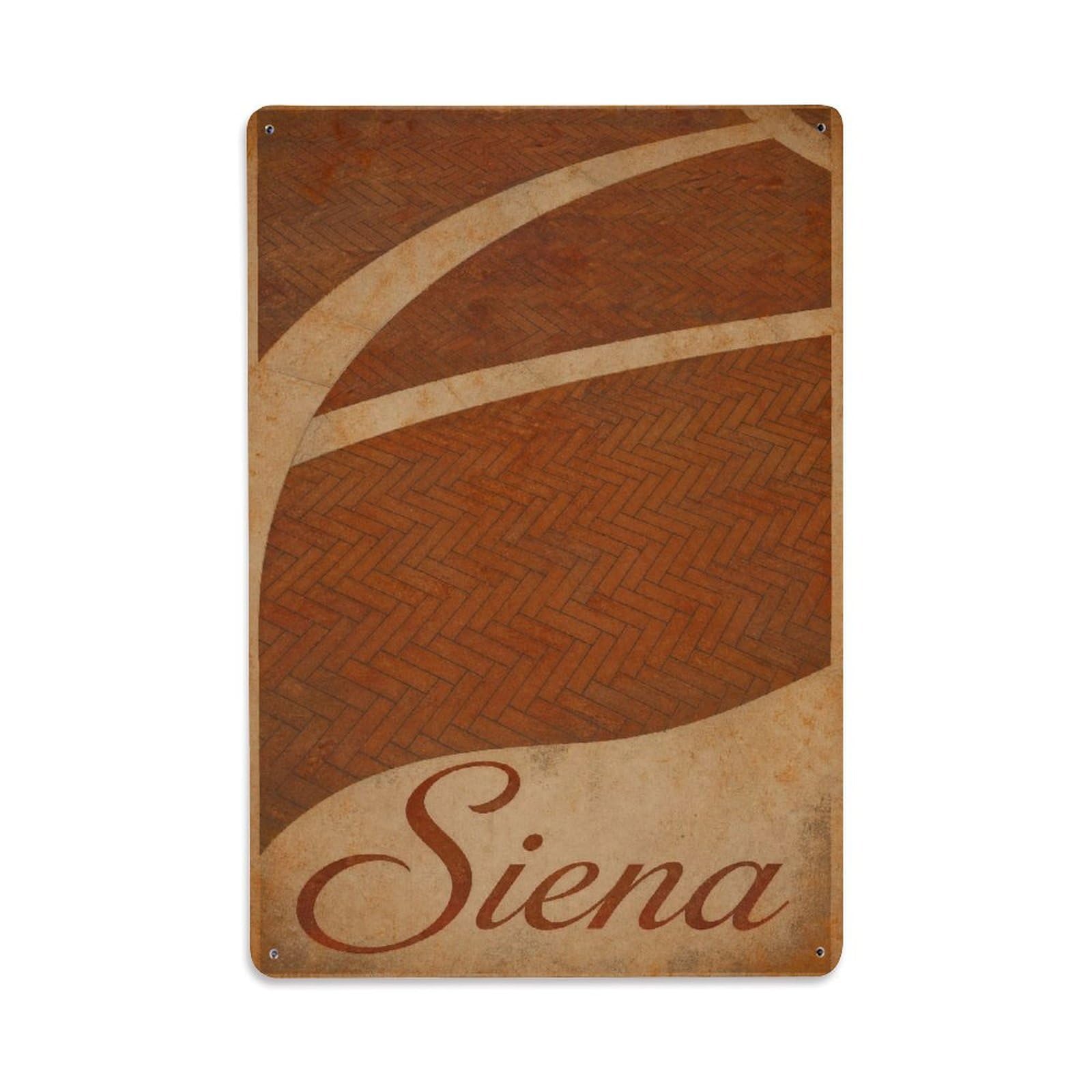 Huiyhb 8X12inch(20X30cm) Vintage Travel Siena Campo Square Brick Pattern Italy Metal Tin Sign