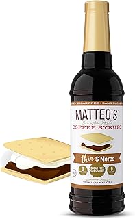 Matteo's Barista Style Sugar-Free Coffee Syrup, S'Mores Flavour, Zero Calories and Sugar, Keto-Friendly Coffee Syrups, Delicious Flavoured Coffee Syrup - 25.4 oz Syrup Bottle
