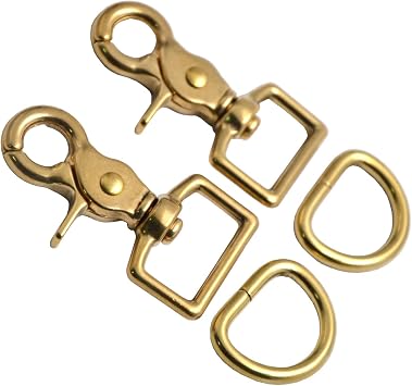 Okones Pack of 2,1 Inner Width,Solid Brass Square Lobster Clasps Swivel Trigger Clips Hooks for Straps Bags Belting leathercraftHook insides 1