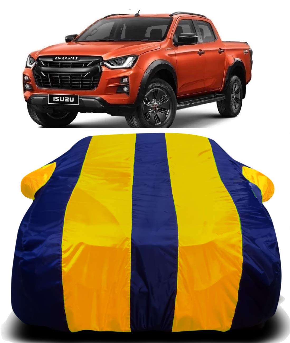 MAVENS® Isuzu DMAX Car Cover Waterproof with Triple Stitched Ultra Surface Body Protection (Blue Stripes)