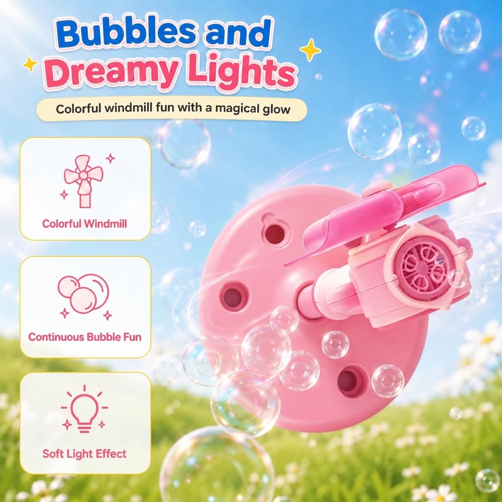Bolle di sapone, liquido per bolle di sapone, fischietto per bolle di sapone, pistola per bolle di sapone, tavolo dell'acqua per bambini, effetto luce da sogno, per esterni, compleanno dei