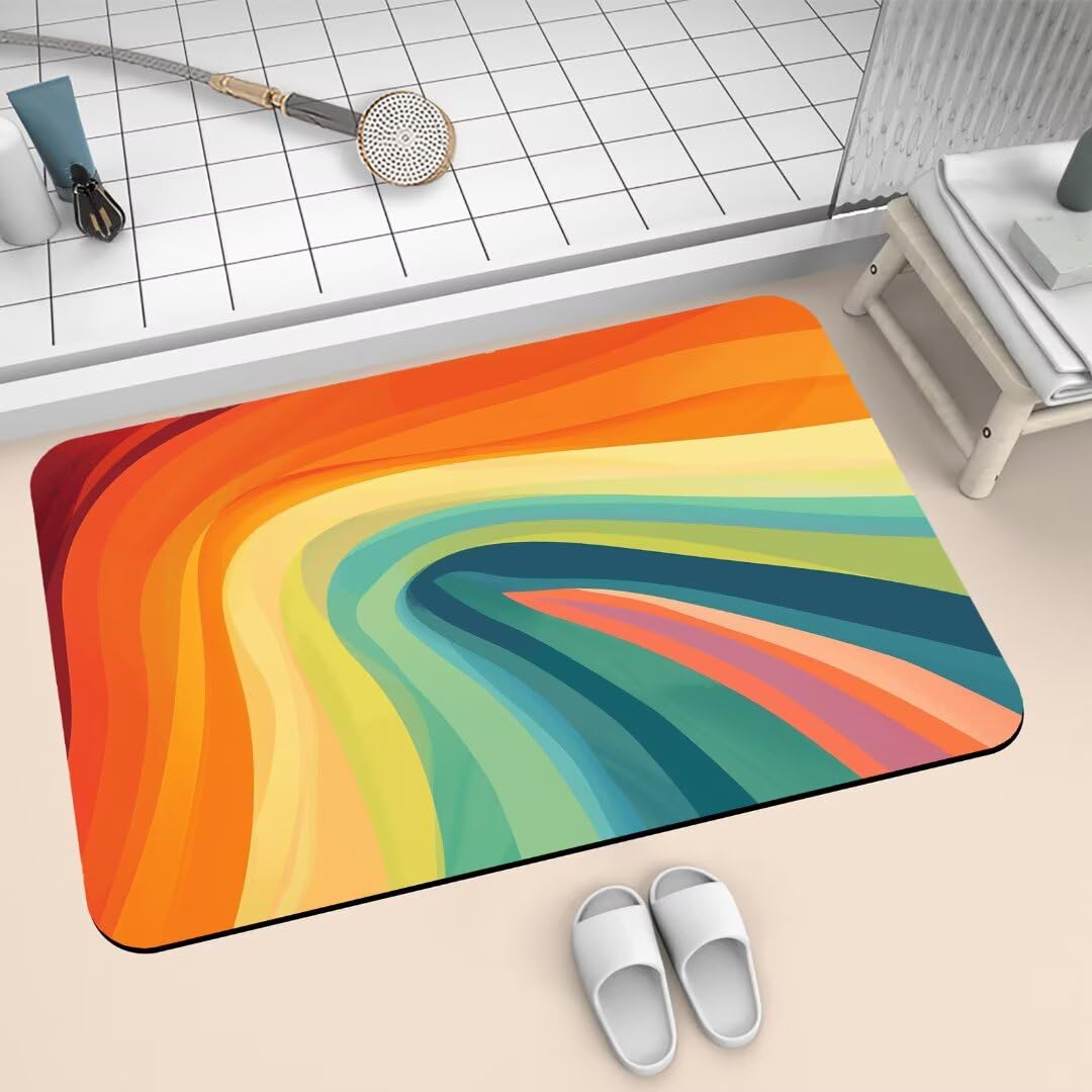 Diatomite Badematte, 70 x 120 cm, rutschfest, super saugfähig, schnell trocknend, Duschmatte, waschbar, bunt, für Badezimmer, Küche, Bodenmatte