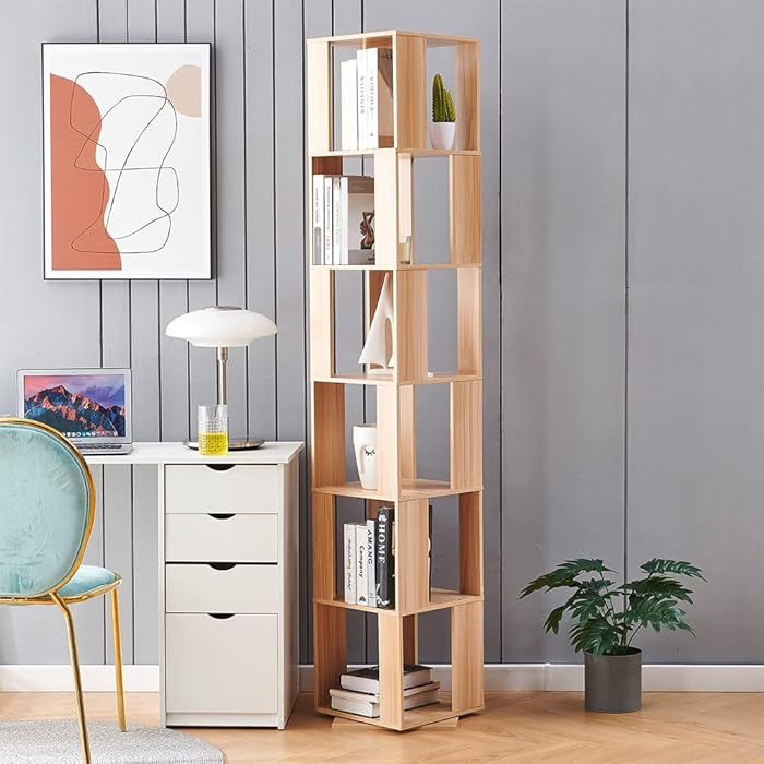 Buy nozama Modern 360° Rotating Bookshelf 6 Tier Corner Bookcase for