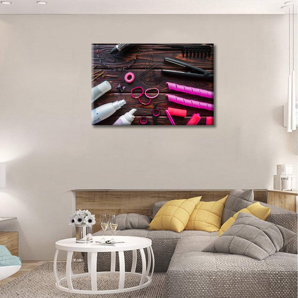 TISHIRON Professional Haircut Tools Canvas Paintings Wall Art Beauty Salon Artwork Haircut Accessories Pictures Home Decor 1 Pieces Posters and Prints Stretched and Framed Ready to Hang (16" Wx24 H) - Image 4