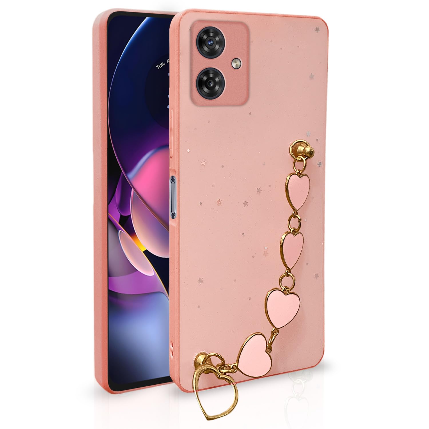 Pikkme Moto G54 5G / G64 5G Back Cover for Girls | Heart Shaped Metal Chain Blocks | Sparkling Soft TPU | Case for Moto G54 5G / G64 5G (Pink) (B0CVRQXRW4) Amazon Price History, Amazon Price Tracker