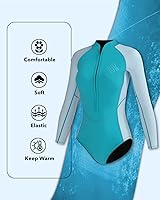 Vista 4 de Seaskin Traje de neopreno de una pieza de manga larga para mujer, corto 2mm
