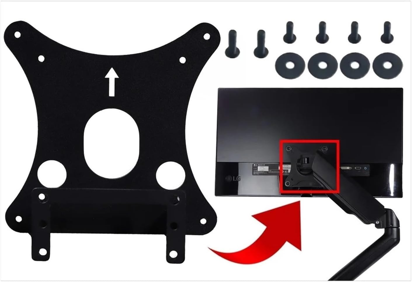 VESA Wall Mount Adapter ，Compatible For LG， 24MP58VQ-P 24MP59G-P 24MP60VQ-P Monitor Bracket Mounts To Stand / Arm Monitor Accessories