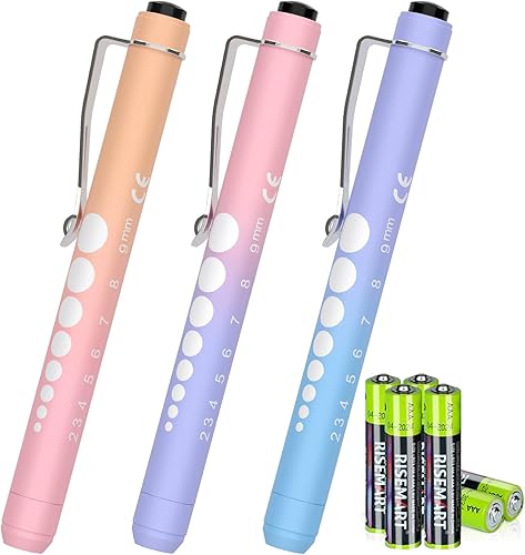 Miniatura 7 de RISEMART Paquete de 3 lámparas para enfermeras, luz médica para enfermeras, con medidor de pupila y regla, luz blanca LED para enfermería