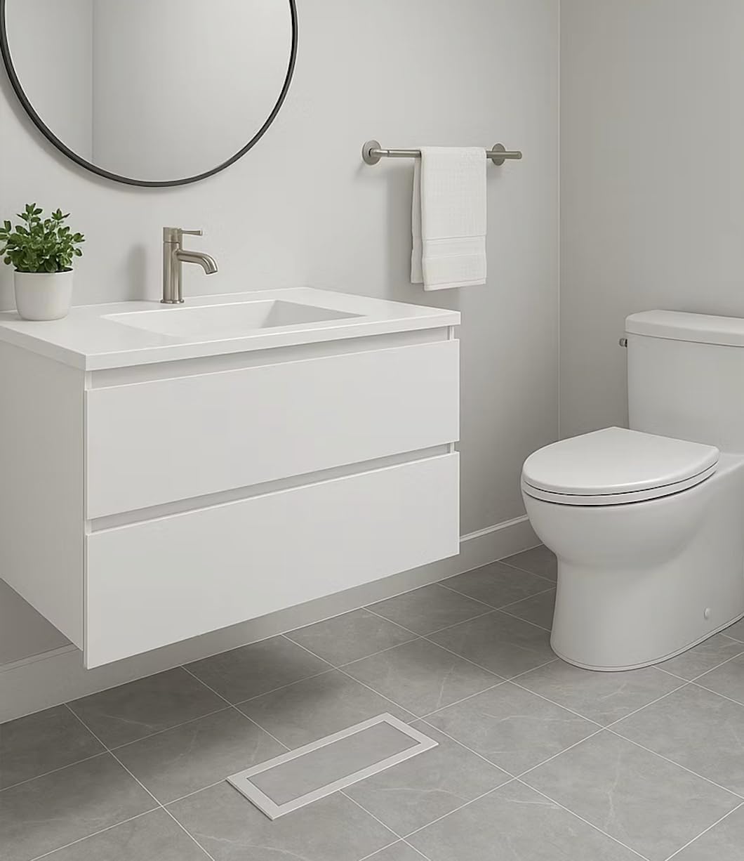 4x10 Inch Floor Register with Tray for Flooring Insert – Heavy-Duty Steel Vent Cover for Floor or Wall – Flush Mount Air Vent – Modern Low-Profile Design – DIY Installation