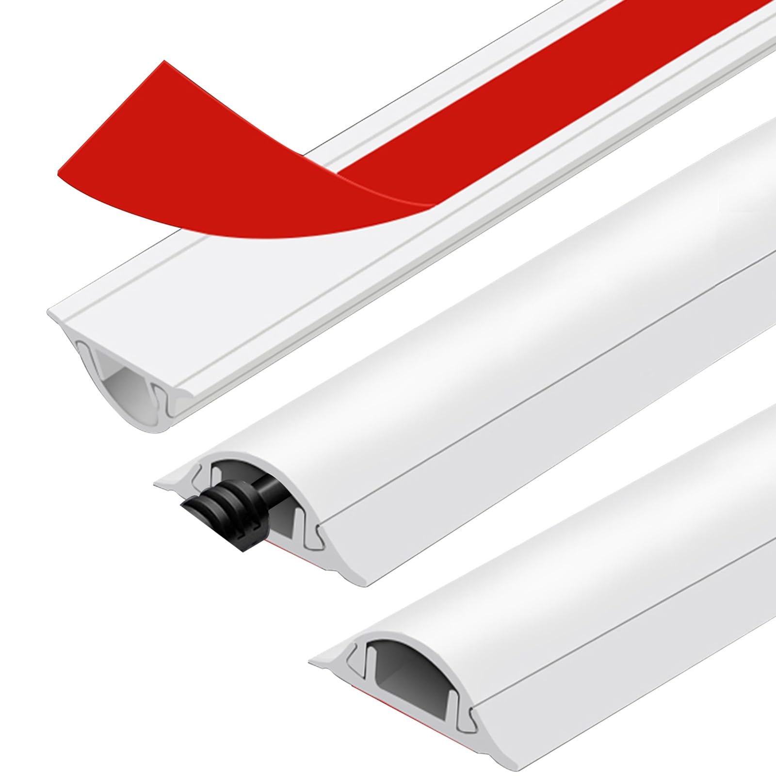 Pasacables Suelo Semicircular para Suelo y Pared, Autoadhesivo Cavidad para Cables Zonas de Mucho Tránsito, Hogar y Oficina，Evita Tropiezos con El Cable(2.9 * 1cm/1.1 * 0.4in)
