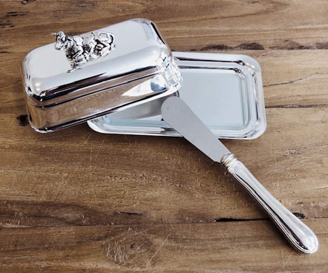 oude glazen inktpot met verzilverd deksel - bestel bij