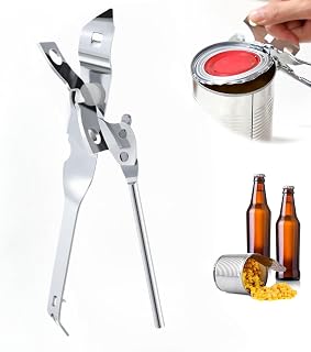 Can Opener Manual Safety Commercial Smooth Edge Can Opener, Heavy Duty Stainless Steel Hand Held Canned Open, Small Side Cut abrelatas, Multifunctional Bottle Open for Camping, Kitchen