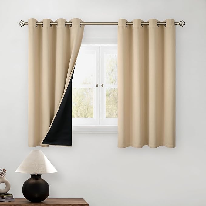 BGment 100% Blackout Curtains 45-Inch Length 52-Inch Wide 2-Panel Set