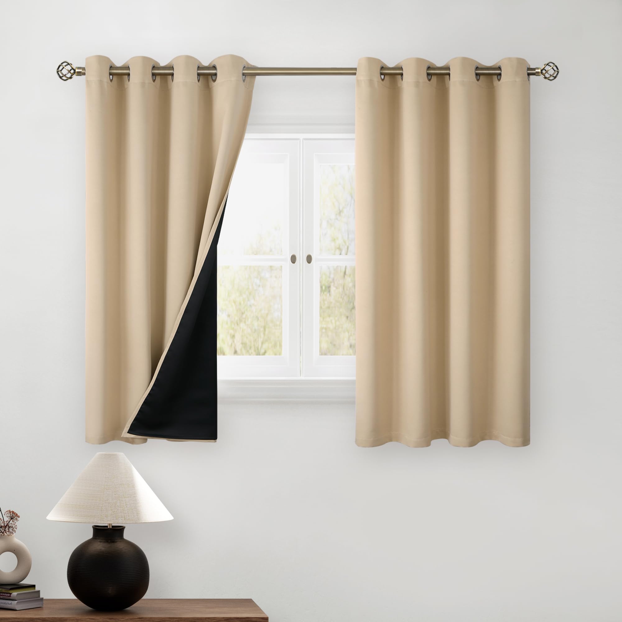Verdunkelungsvorhänge 100% – 2 Paneele, 228 X 228 Cm, Mit Schwarzem Futter, Wärmeisoliert & Schalldämmend
