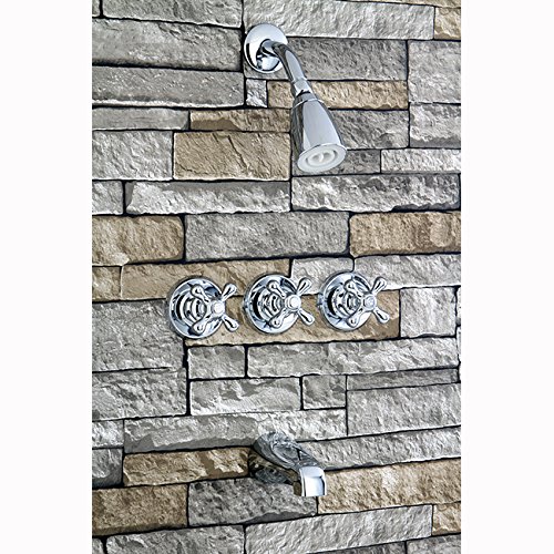 KINGSTON BRASS KB231AX Tub and Shower Faucet with 3-Cross Handle, Polished Chrome, 5" by Kingston Brass - Image 2