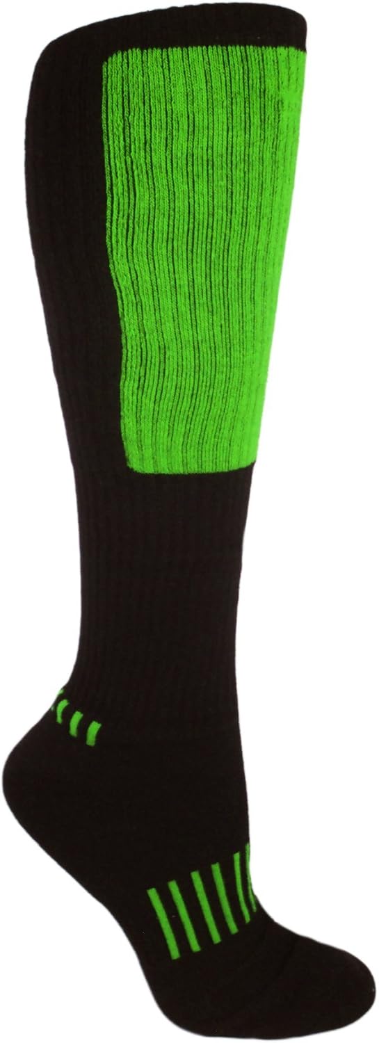 MOXY Socks 3-Pack Black with Green The Deadlift Block Athletic Knee-High Fitness Socks – Compression Lifting Socks for Men & Women – Shin Protection, Locked-In Fit, and Durable Gym Performance