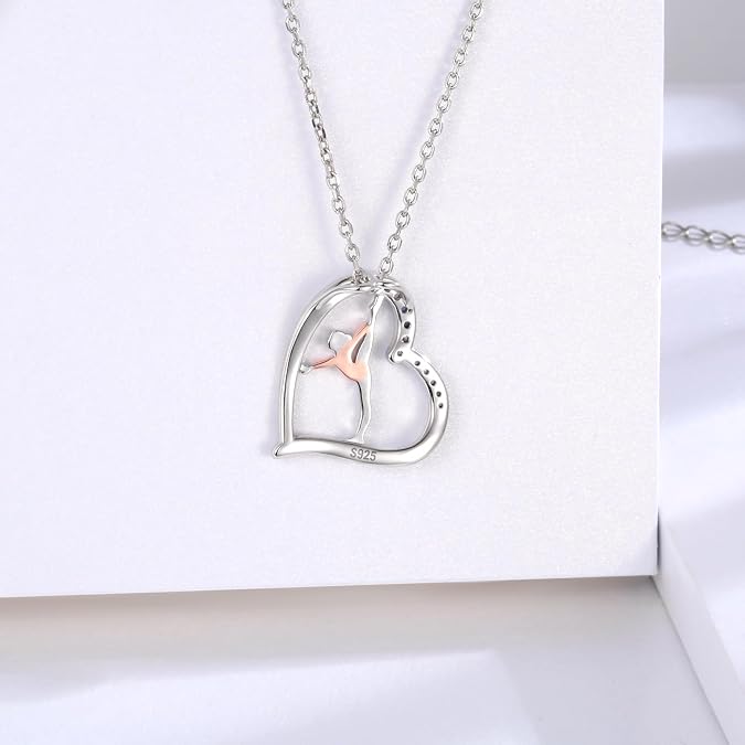 Sterling Silver Gymnastics Pendant Necklace for Women