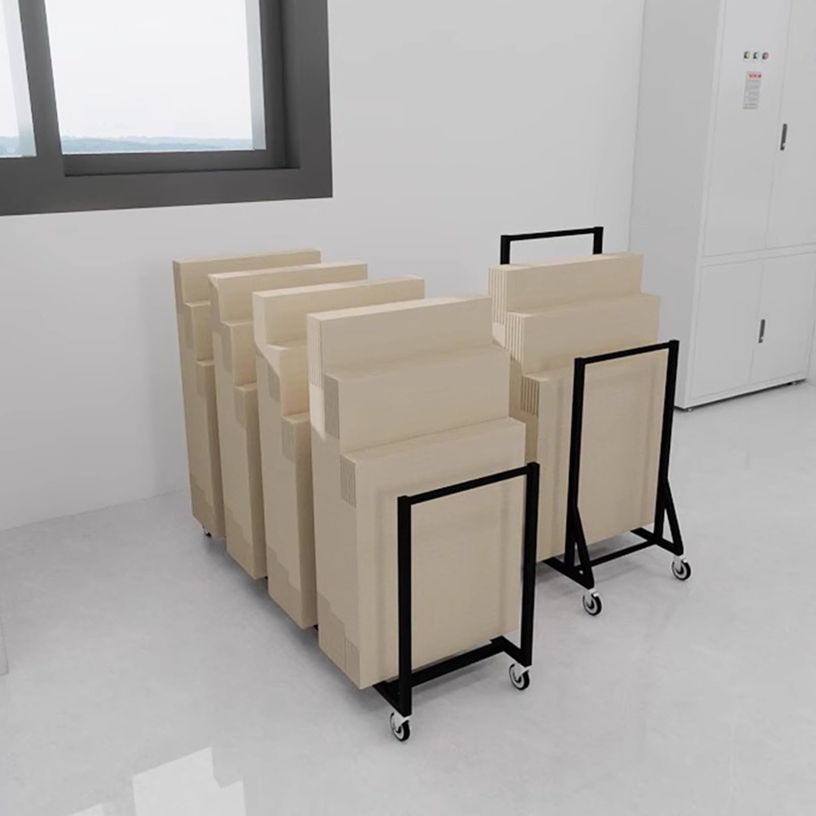 Carrello for Scaffali di Stoccaggio in Cartone da Magazzino | Organizer for scatole di cartone con ruote, for magazzino domestico(Blue,35x50x90cm)