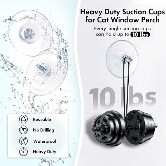 AMOSIJOY 4 Pack Cat Window Perch Suction Cup, Strong Adhesive Replacement Suction Cup with Screws for Foldable & Cordless Cat Window Hammock Seat