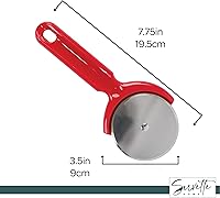 Vista 5 de Cortador de pizza de acero inoxidable - Cortador de pizza de 7.75 pulgadas para pizzas, bolsillos y más - Rueda cortadora de pizza con mango de Rojo