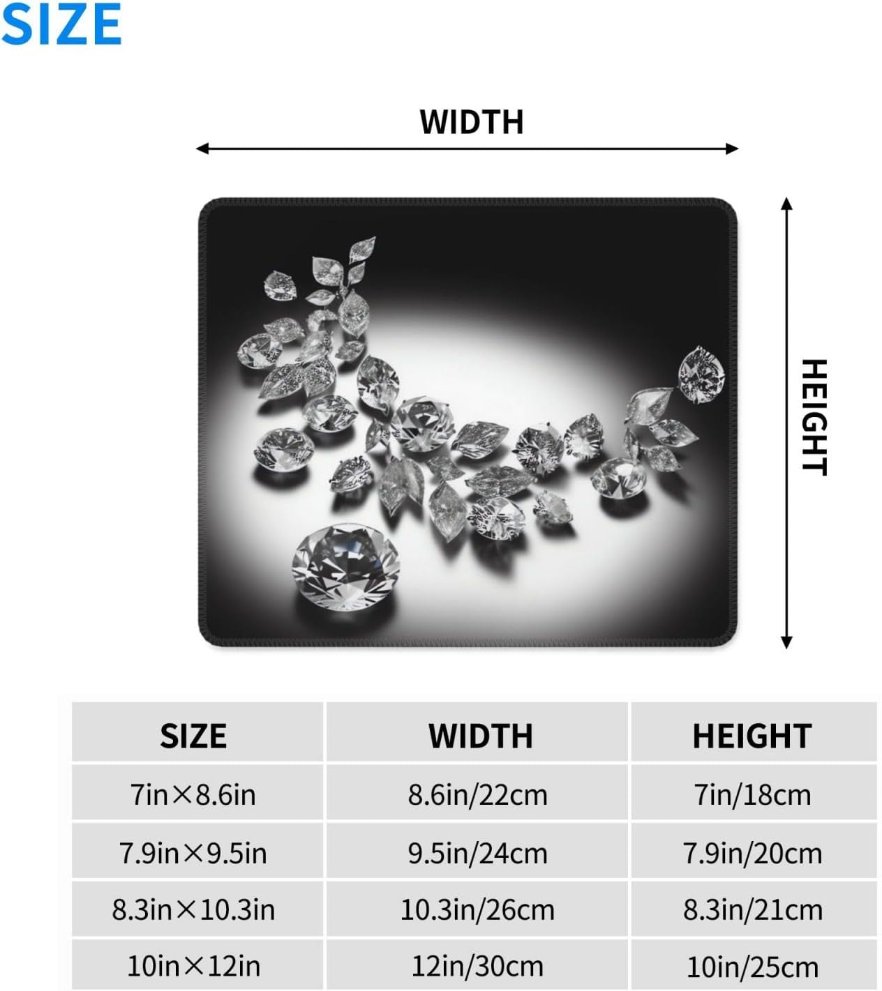 Mouse-pad Square Waterproof Non-Slip Rubber Base Mouse-padpads Washable Computer Mouse-pad Mat Diamond Jewelry Jewels Luxury Print Travel Mouse-padpad for Laptop Office Desk Accessories 7.9 x 9.5 in image 2