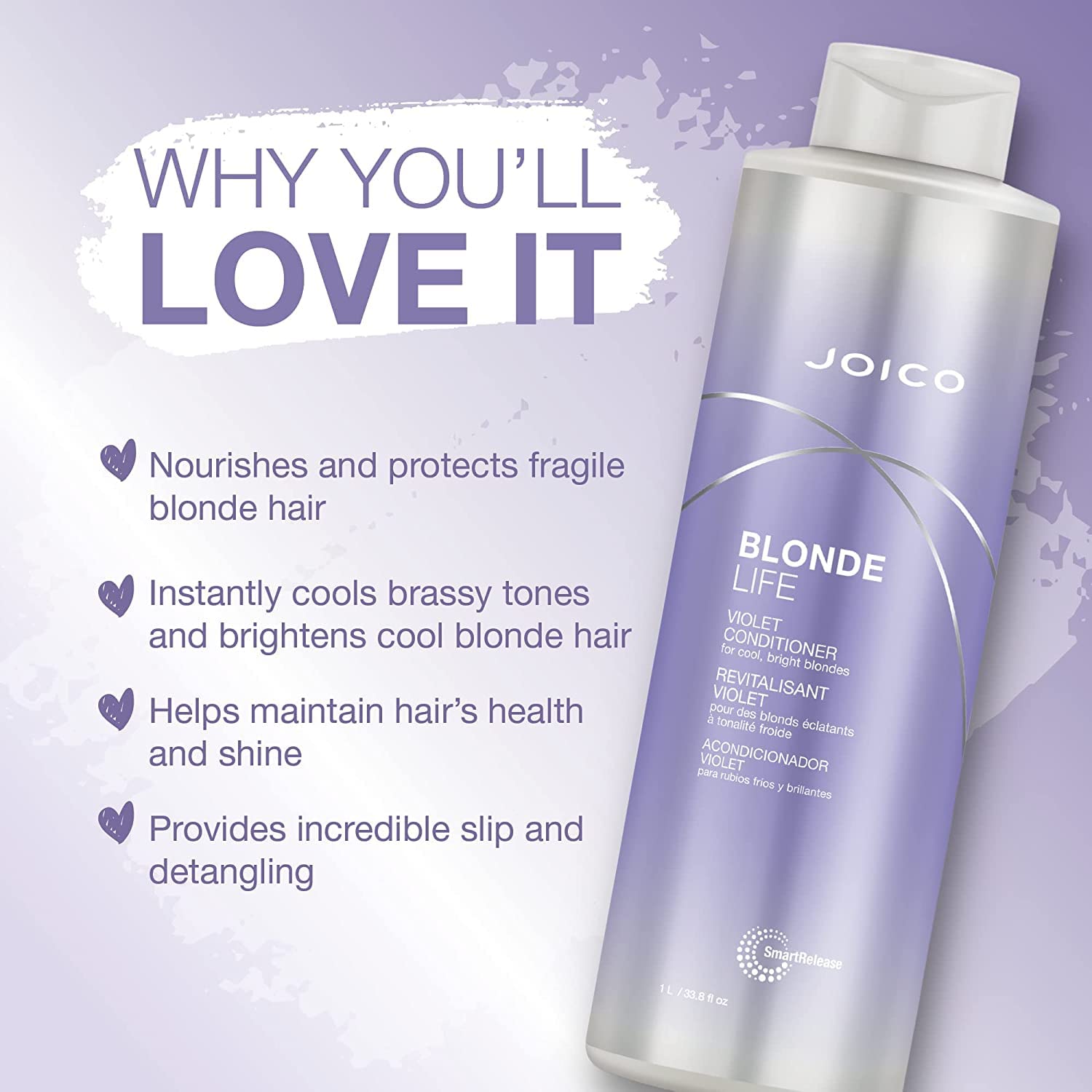 Joico Blonde Life Violet Shampoo & Conditioner Set| For Cool & Bright Blonde Hair | Neutralize Brassy Tones | Banish Yellow Tones | Boost Shine | Sulfate Free | Fortified With Monoi & Tamanu Oil